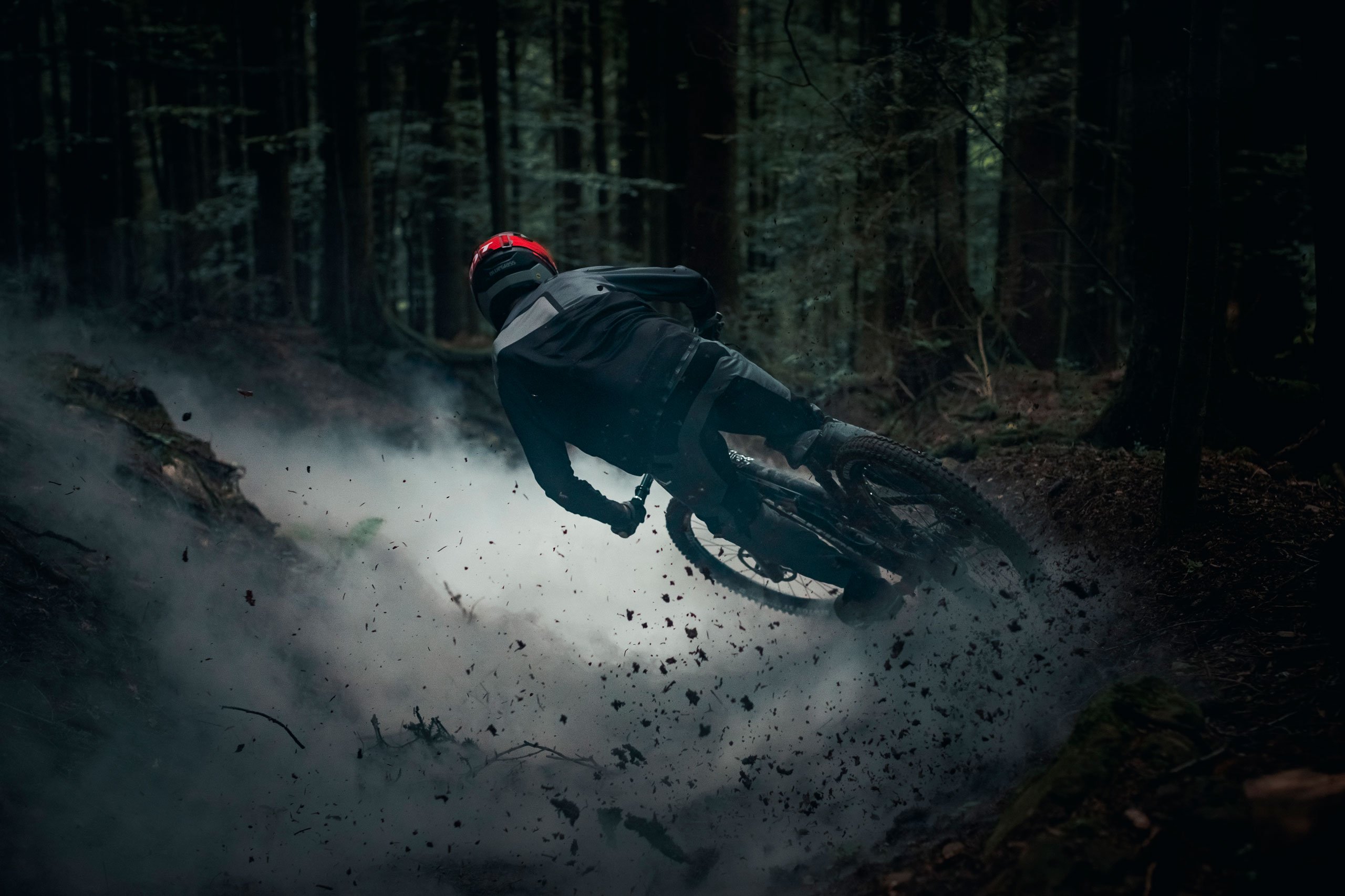 Riding the smoke: Benoit Gurnel with Bluegrass Legit Carbon Helmet, Maxime Rambaud with Camera and Creativity.